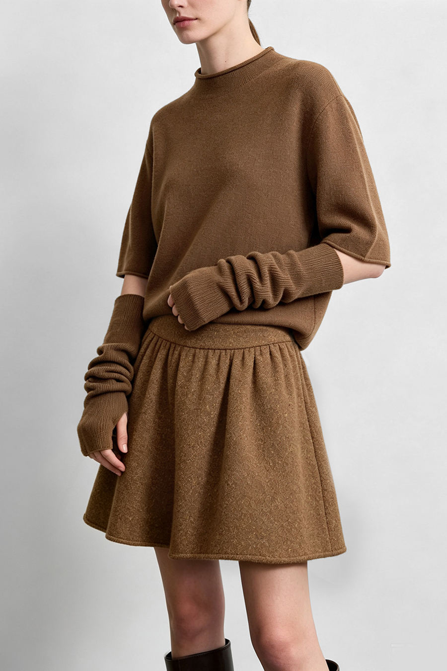 Wool Double-Faced Skirt|AMII