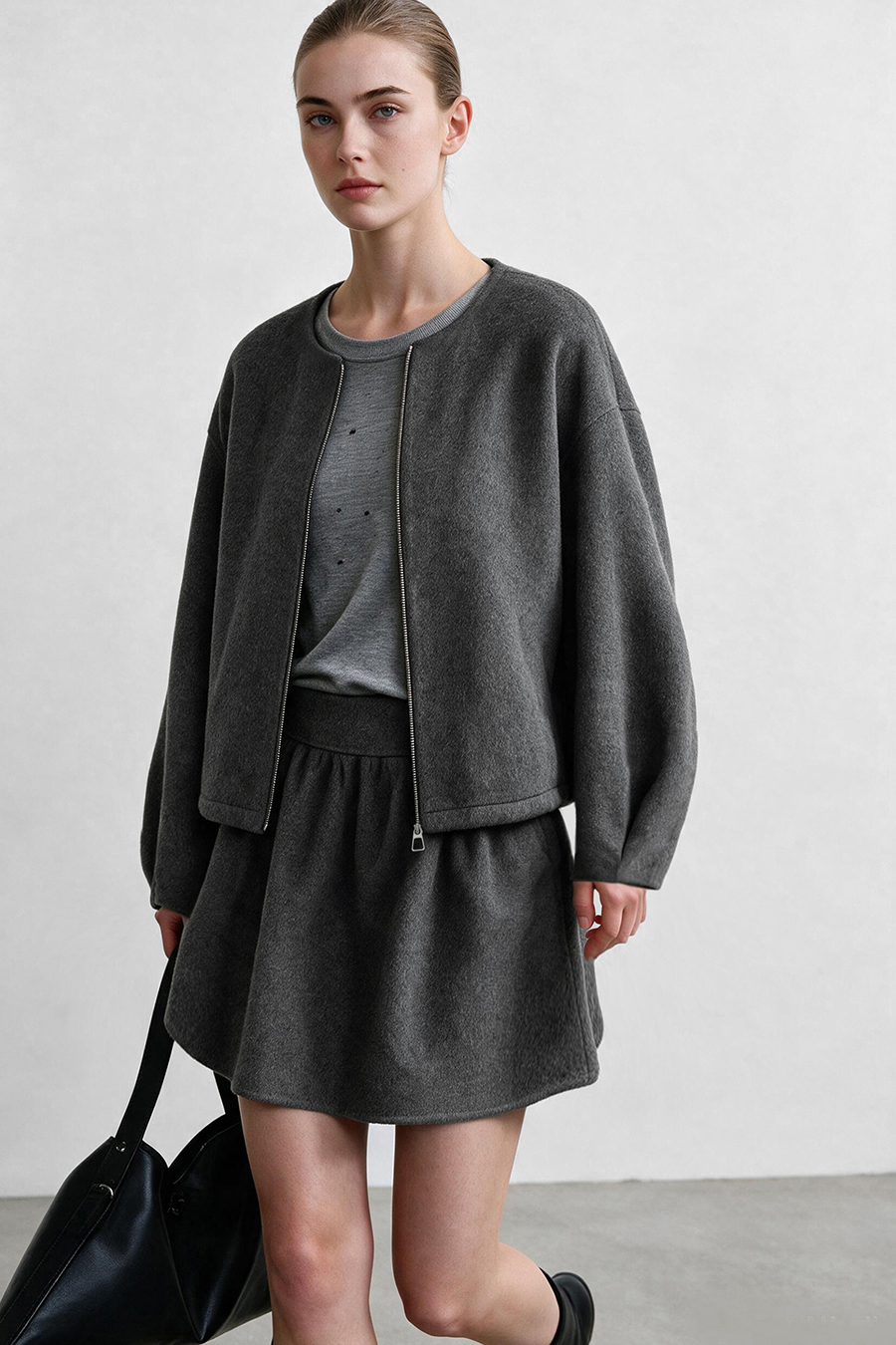 Wool Double-Faced Skirt|AMII