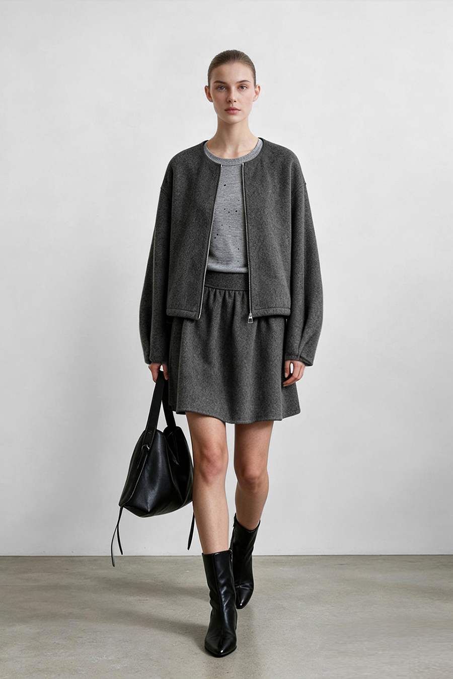 Wool Double-Faced Skirt|AMII