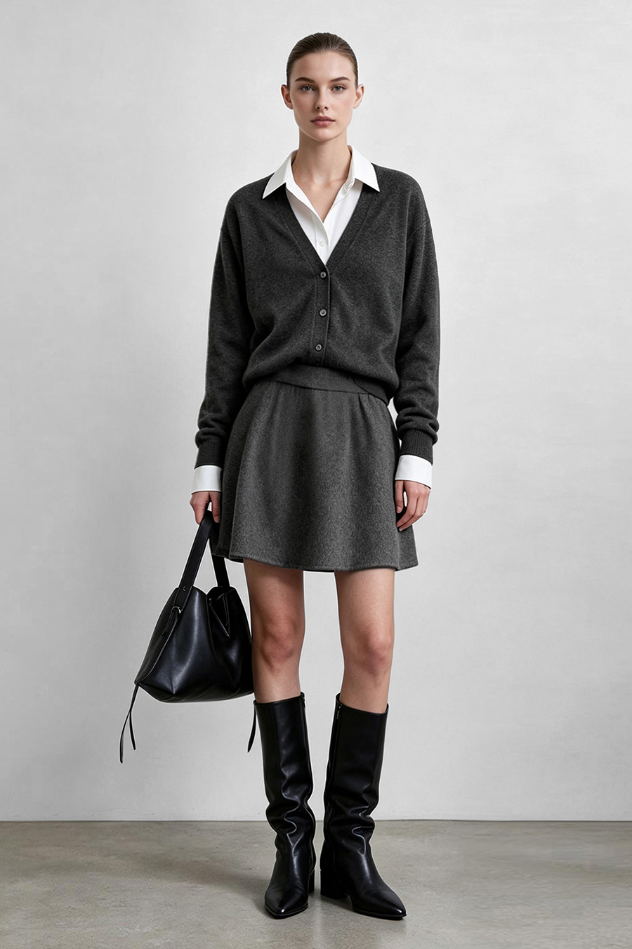 Wool Double-Faced Skirt|AMII