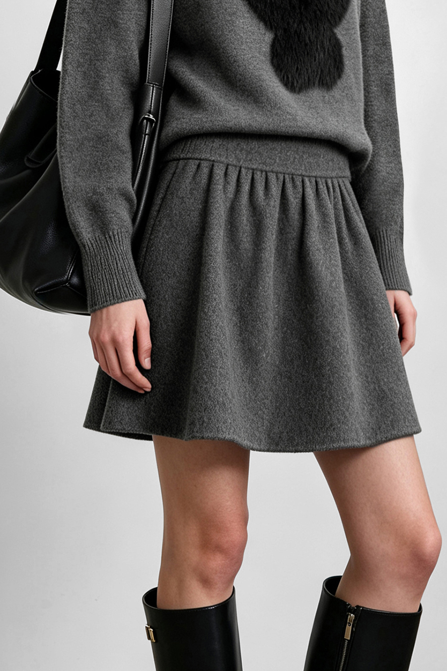 Wool Double-Faced Skirt|AMII