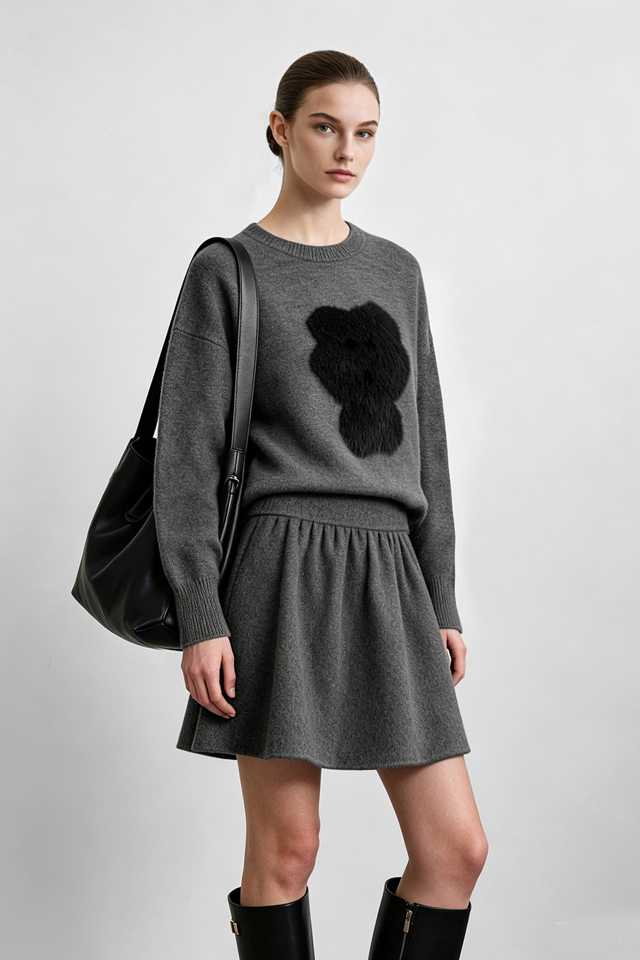 Wool Double-Faced Skirt|AMII