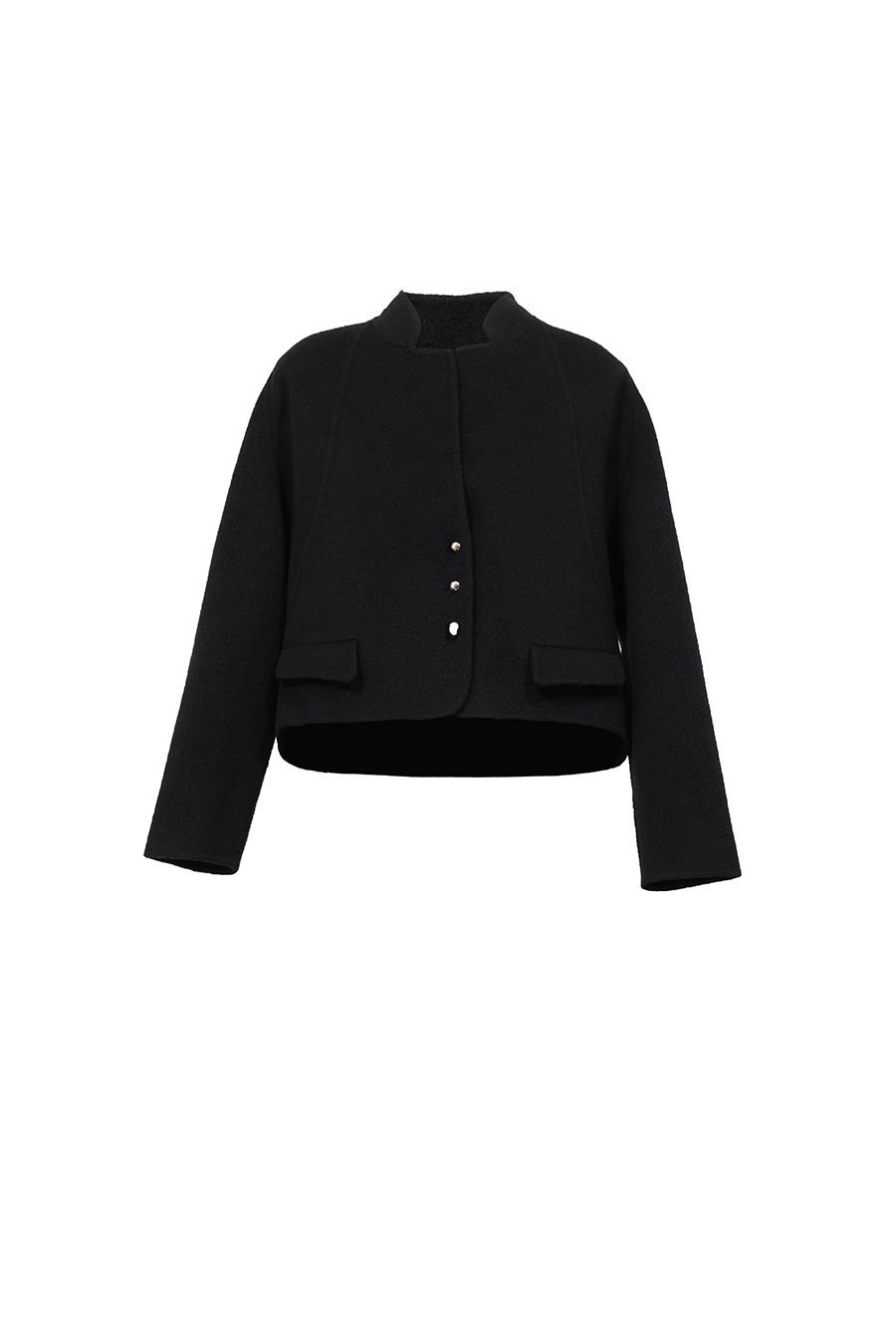 Short Stand Collar Double-Face Wool Jacket|AMII