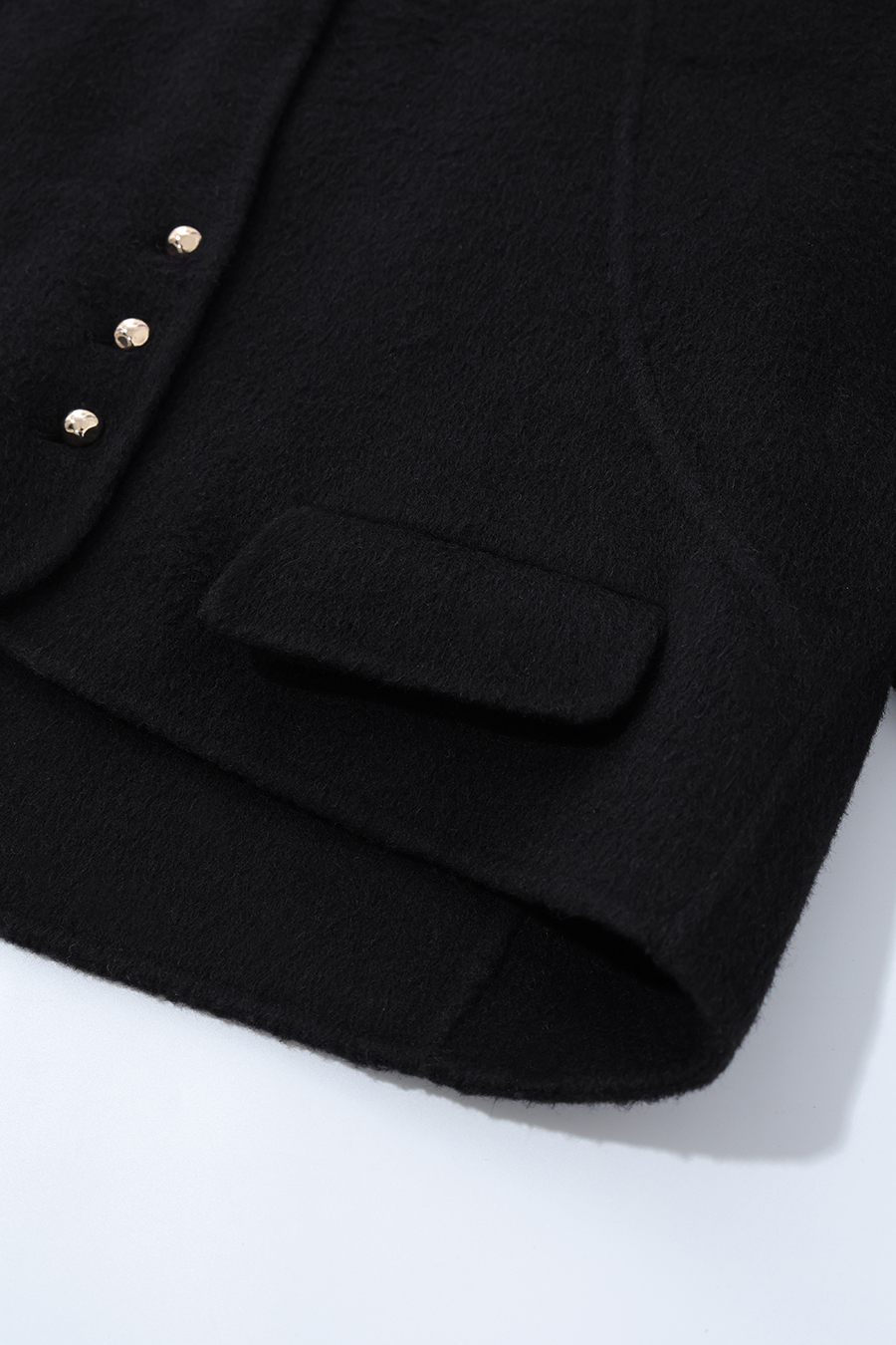 Short Stand Collar Double-Face Wool Jacket|AMII