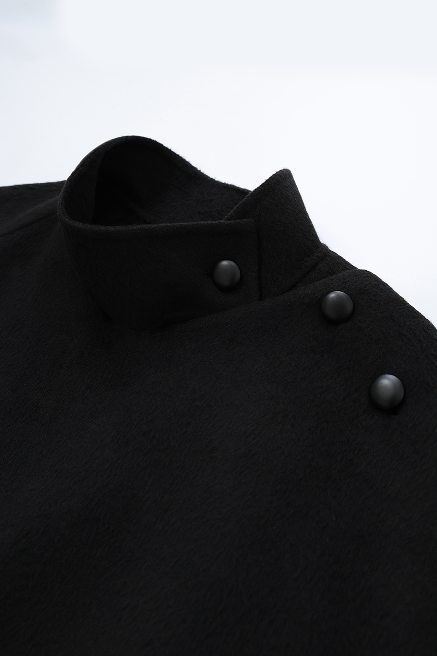 Belted Double-Faced Wool Coat with Stand Collar|AMII