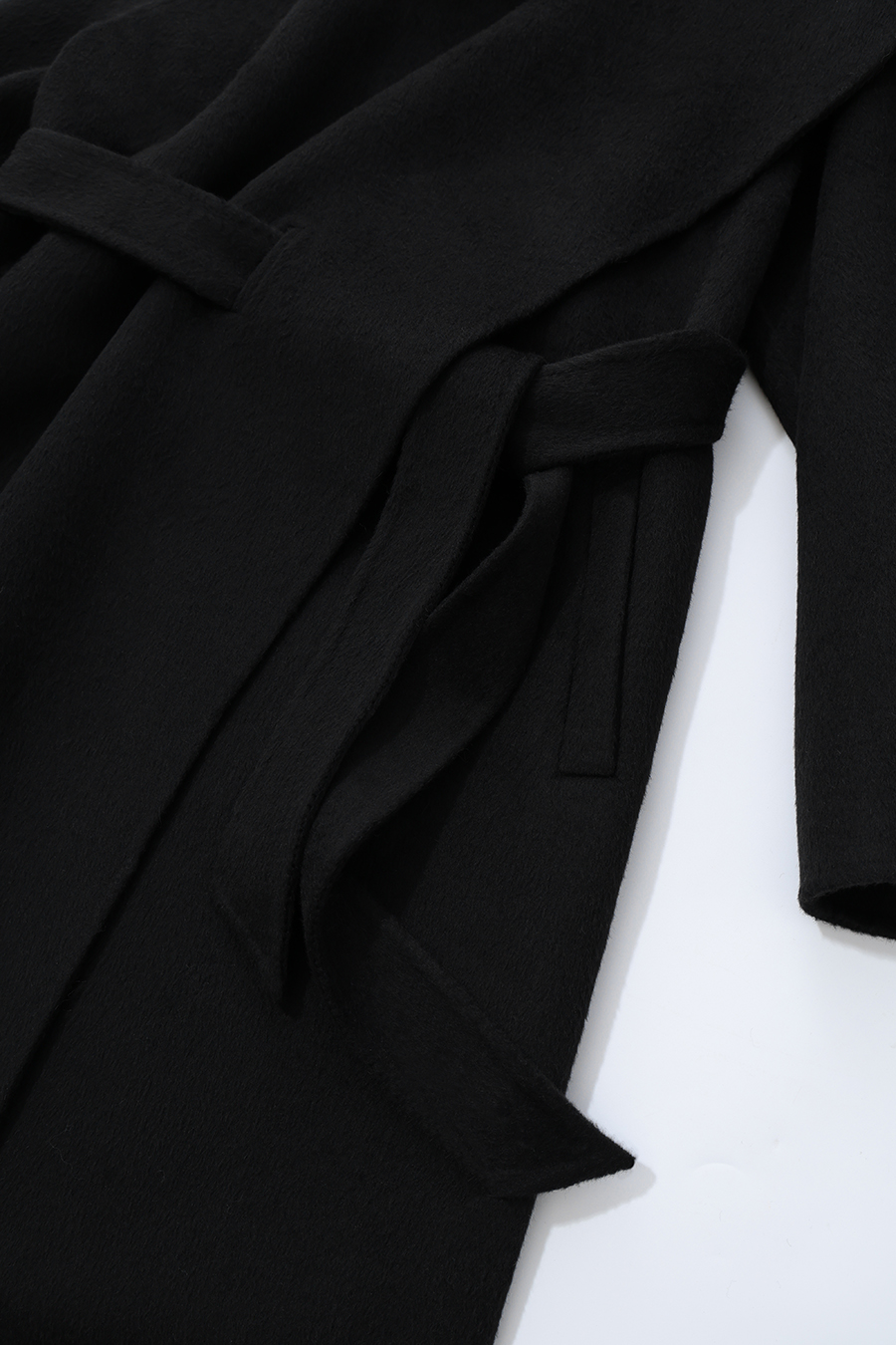 Belted Double-Faced Wool Coat with Stand Collar|AMII