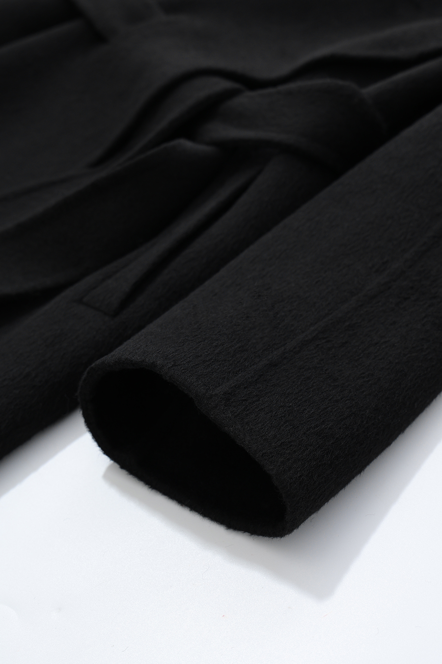 Belted Double-Faced Wool Coat with Stand Collar|AMII