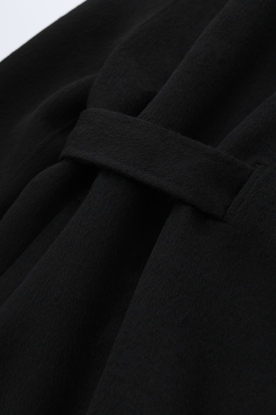 Belted Double-Faced Wool Coat with Stand Collar|AMII