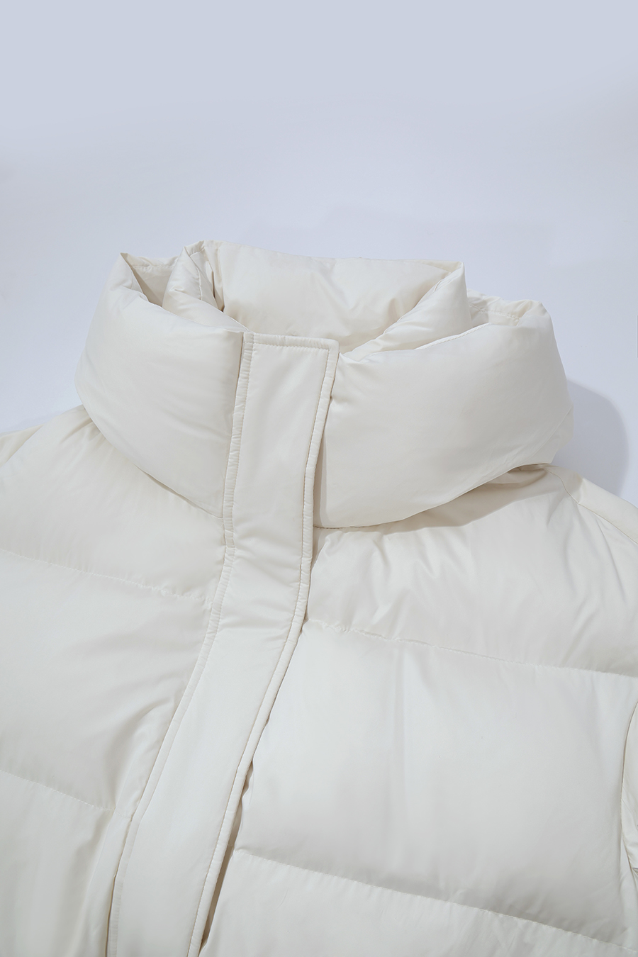 Hooded Down Jacket with Embossed Leather Patch|AMII