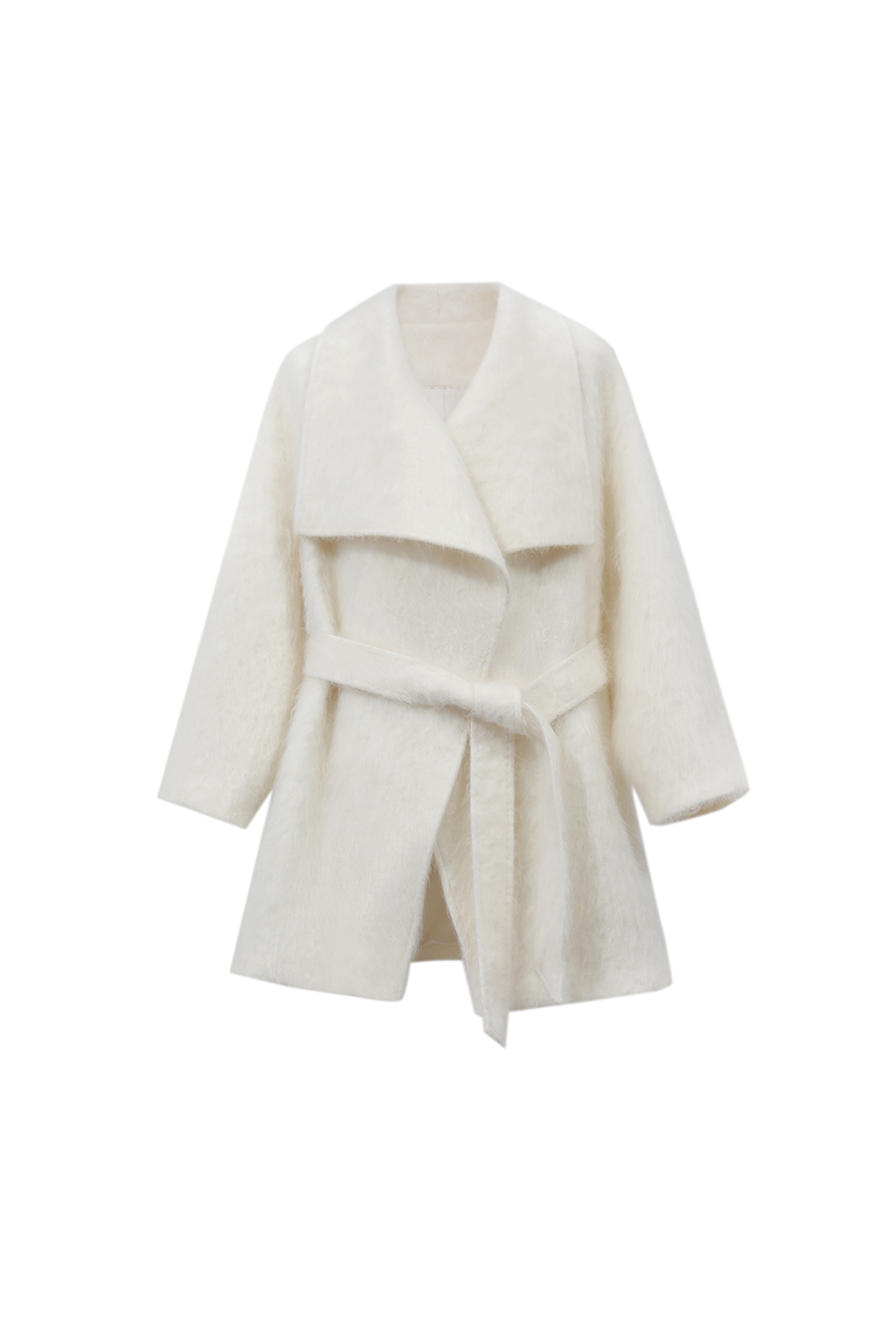 Belted Wool Coat with Lapel Collar|AMII
