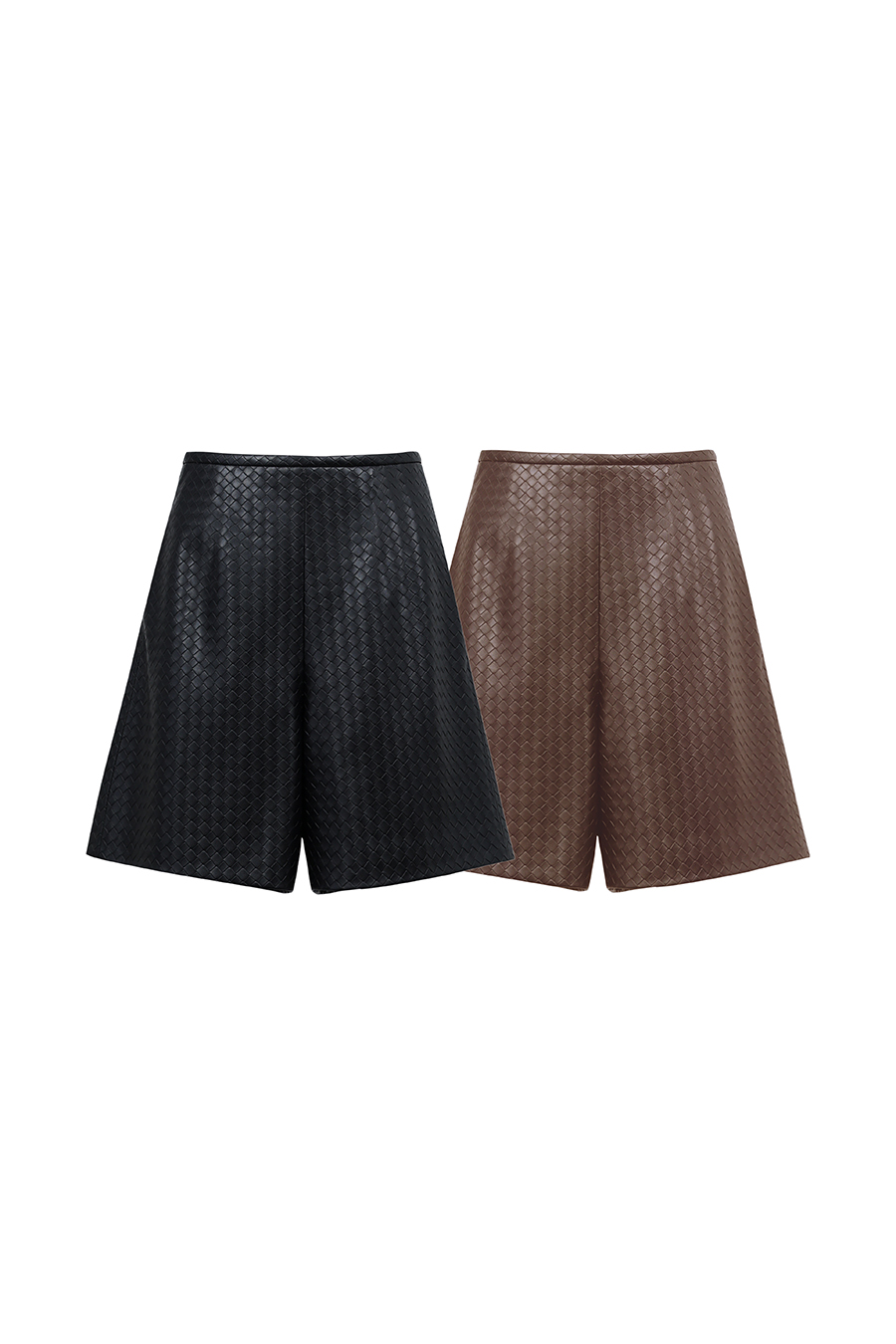 Textured Eco‑Leather Shorts|AMII
