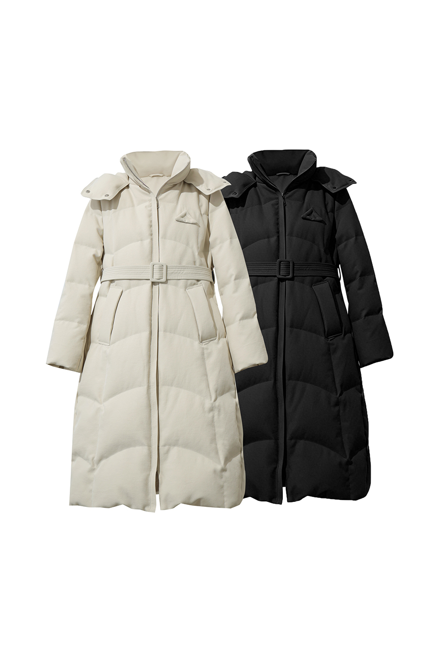 Hooded Belted Down Jacket|AMII