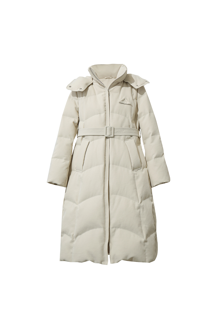 Hooded Belted Down Jacket|AMII