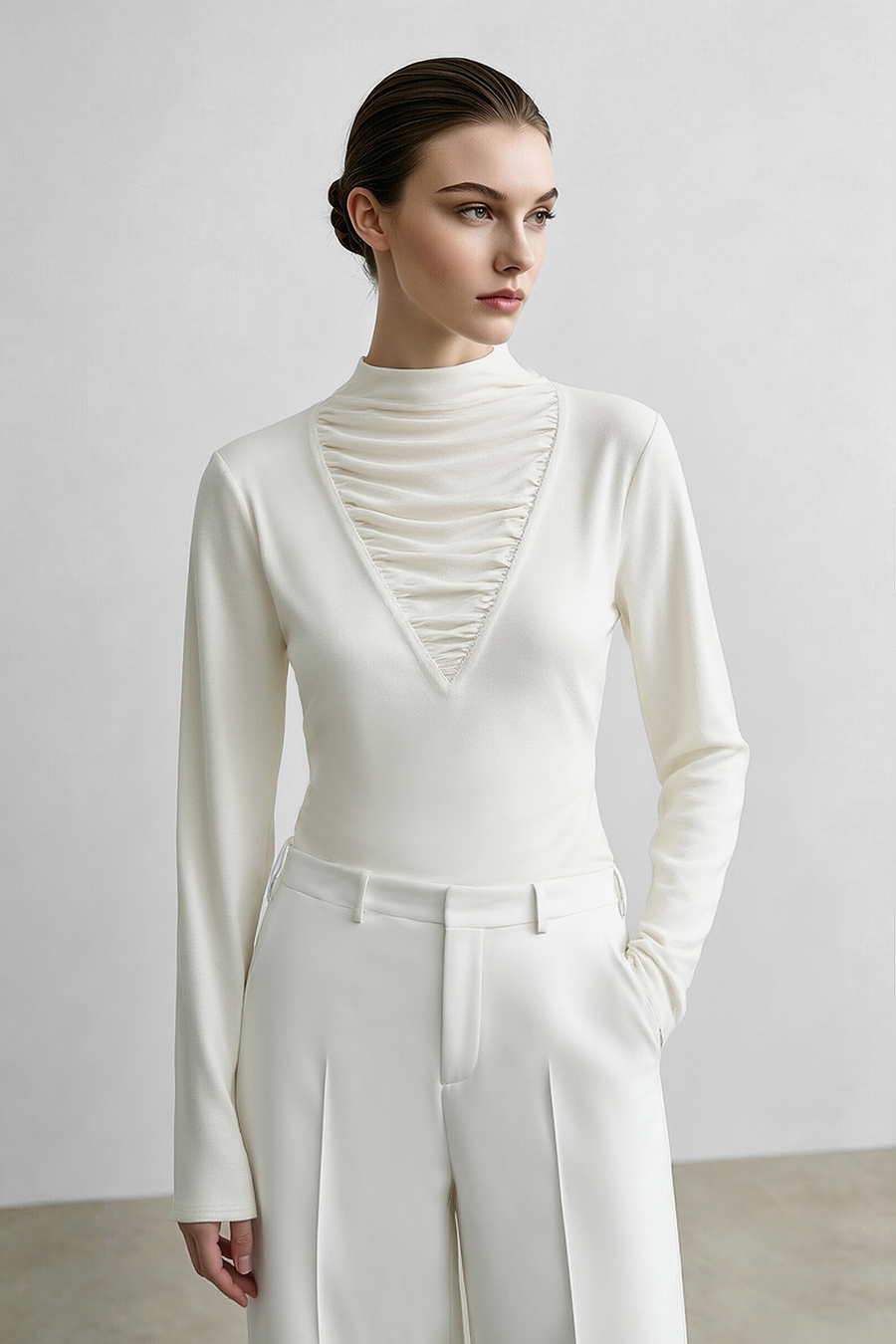 Slouchy Mock Neck T-Shirt|AMII