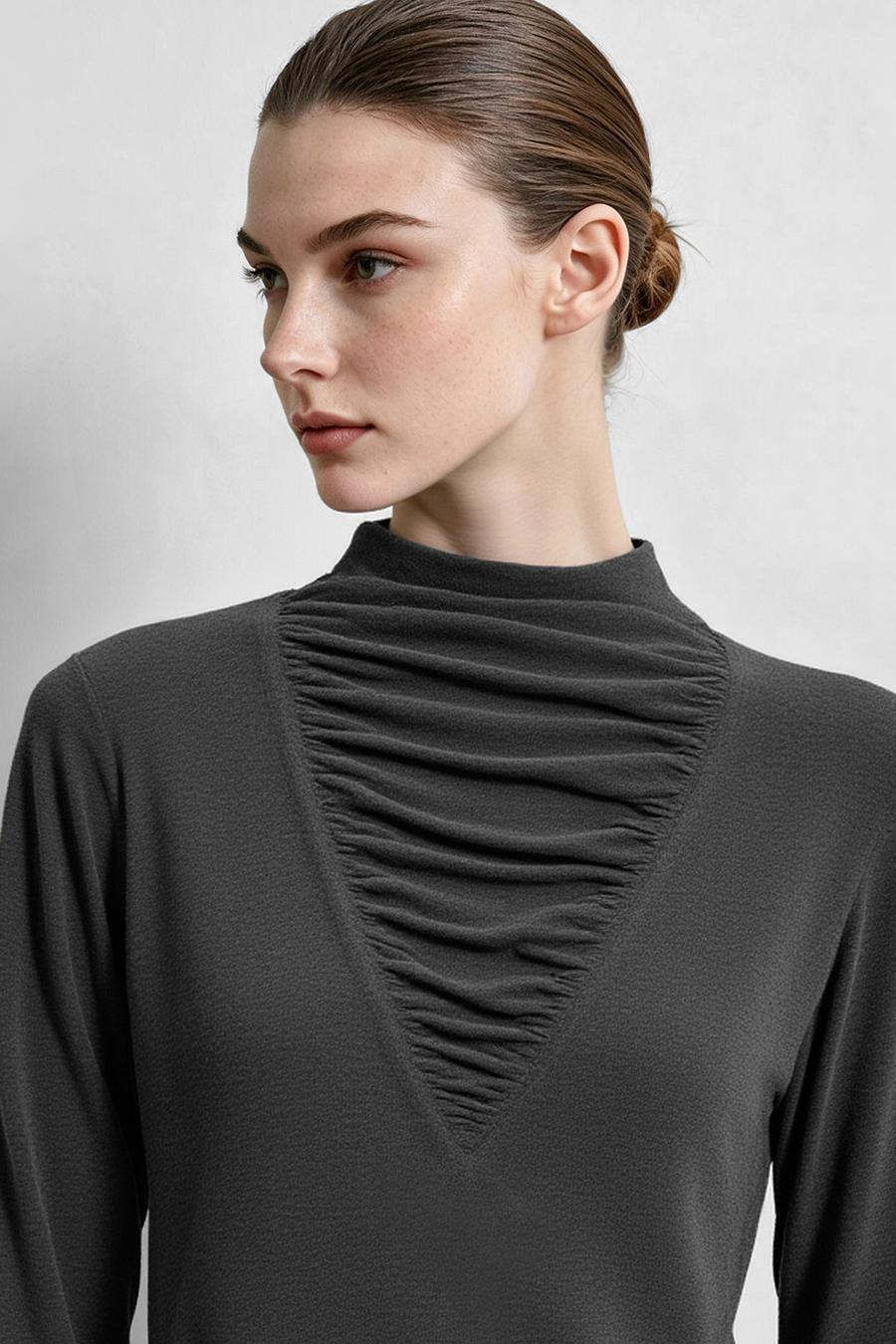 Slouchy Mock Neck T-Shirt|AMII