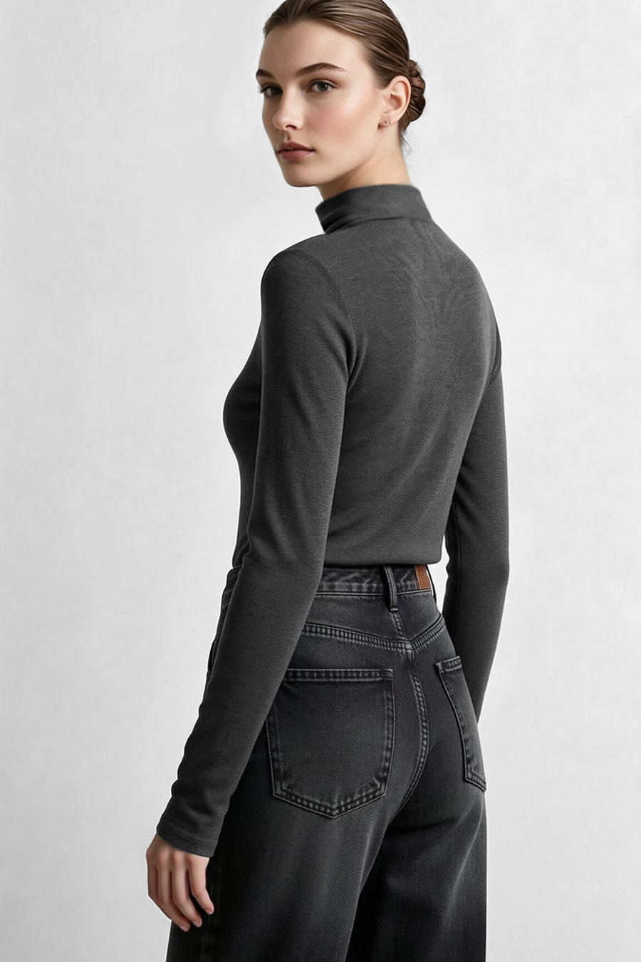 Slouchy Mock Neck T-Shirt|AMII