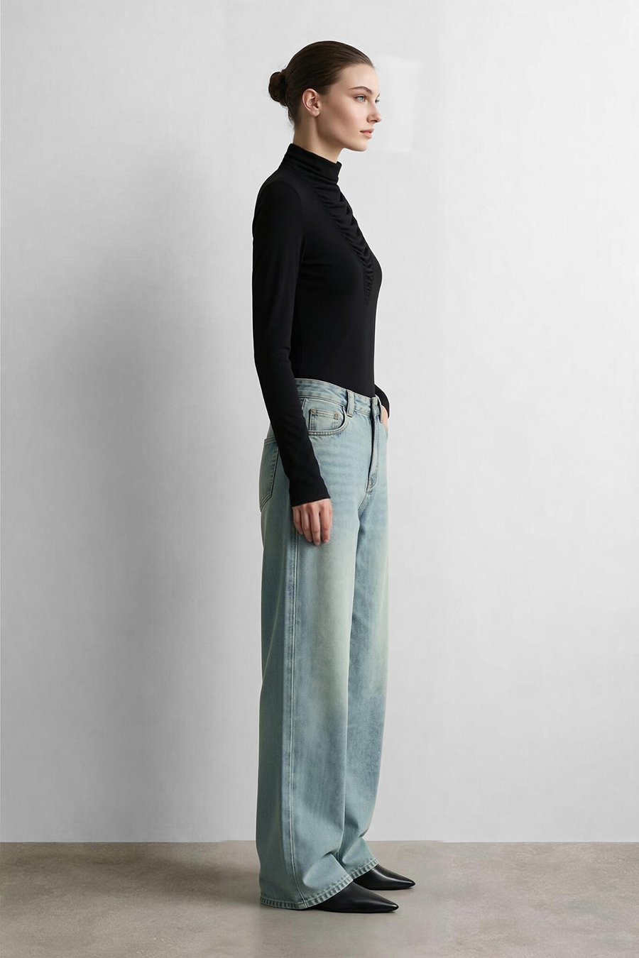 Slouchy Mock Neck T-Shirt|AMII