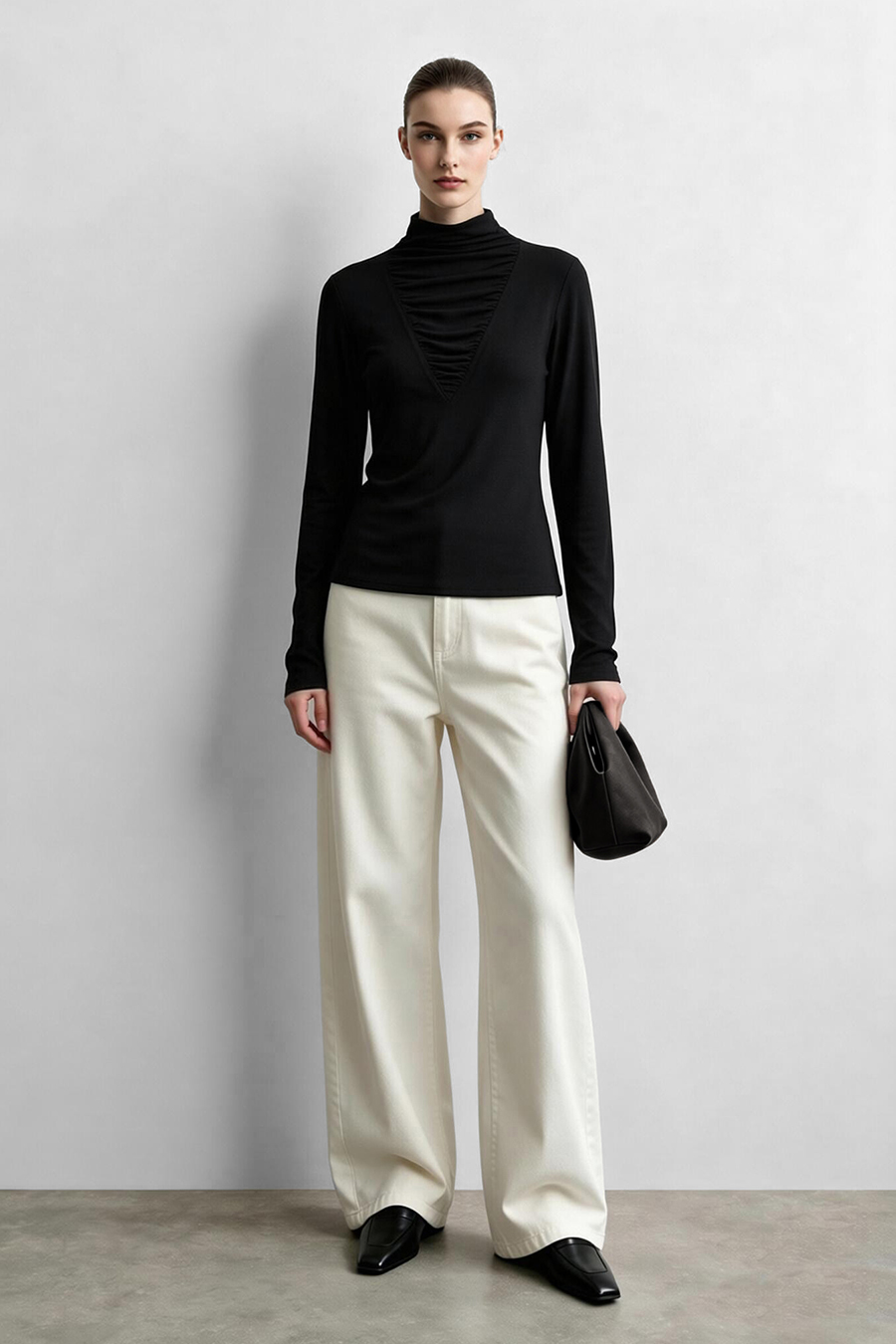 Slouchy Mock Neck T-Shirt|AMII