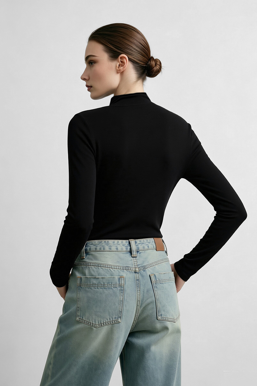 Slouchy Mock Neck T-Shirt|AMII