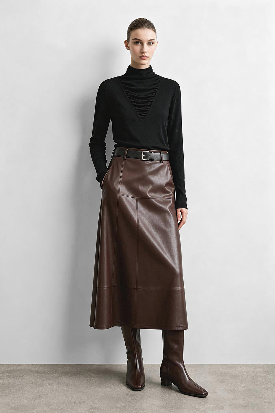 Slouchy Mock Neck T-Shirt|AMII