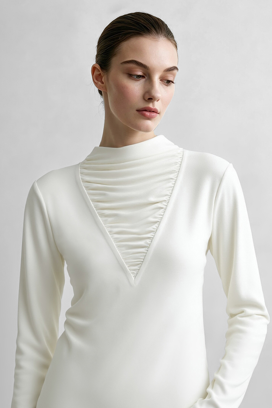Slouchy Mock Neck T-Shirt|AMII