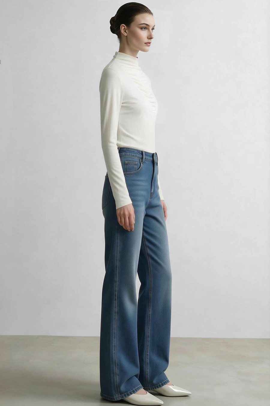 Slouchy Mock Neck T-Shirt|AMII