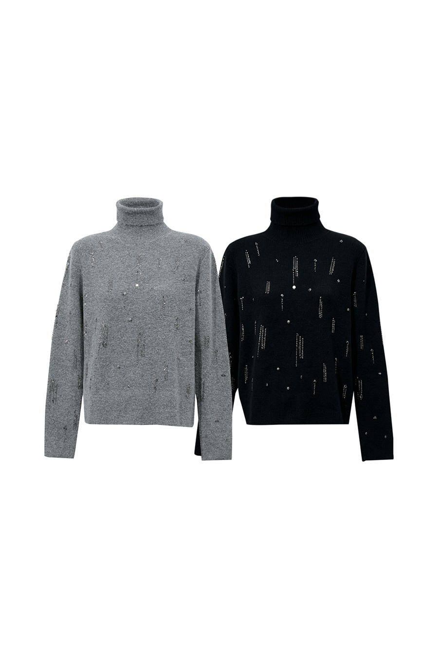 Tube Bead & Sequin Embellished Sweater|AMII