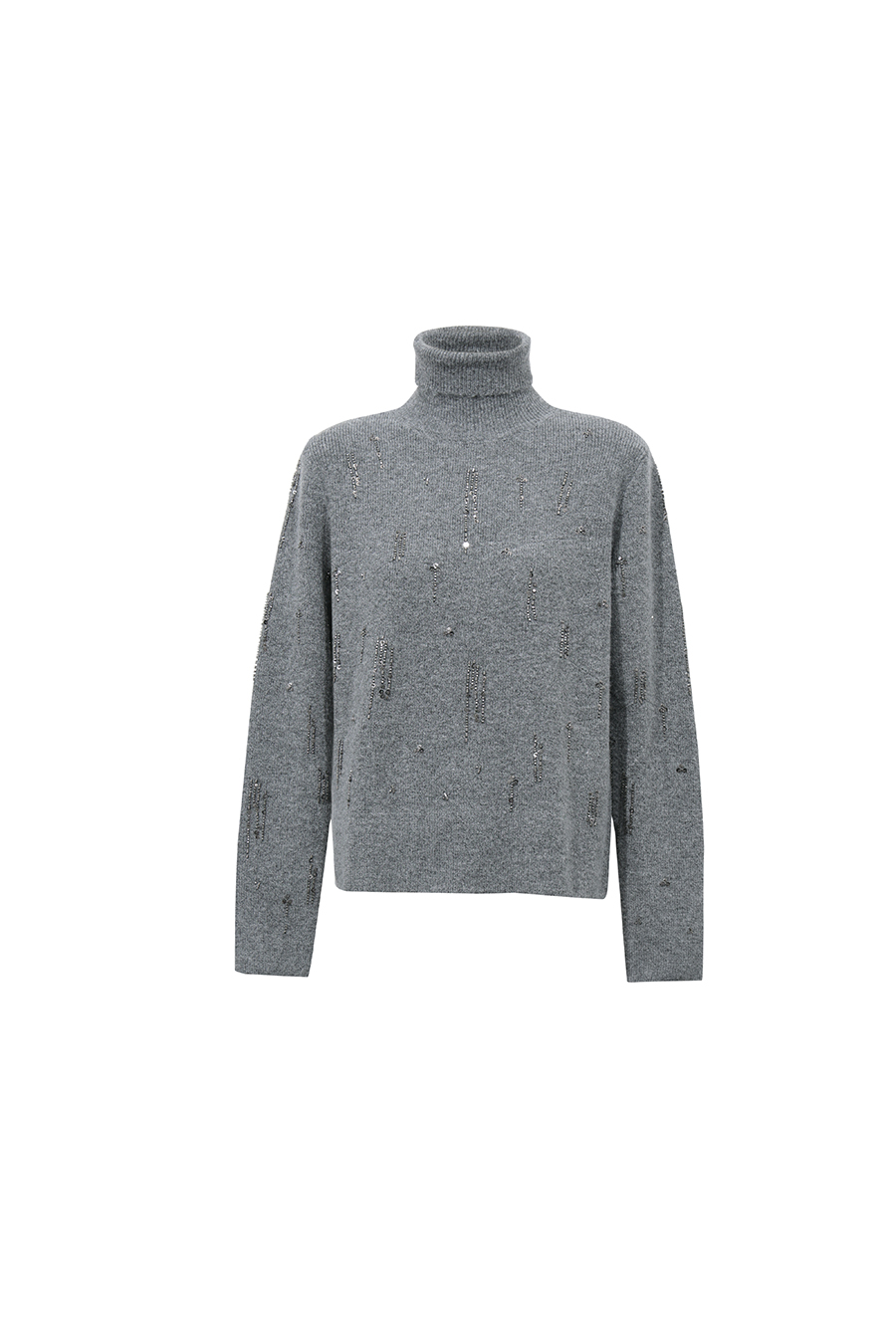 Tube Bead & Sequin Embellished Sweater|AMII