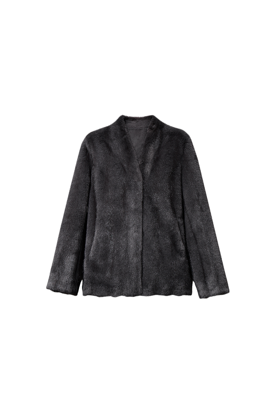 Light Luxury V-Neck Eco Fur Coat|AMII
