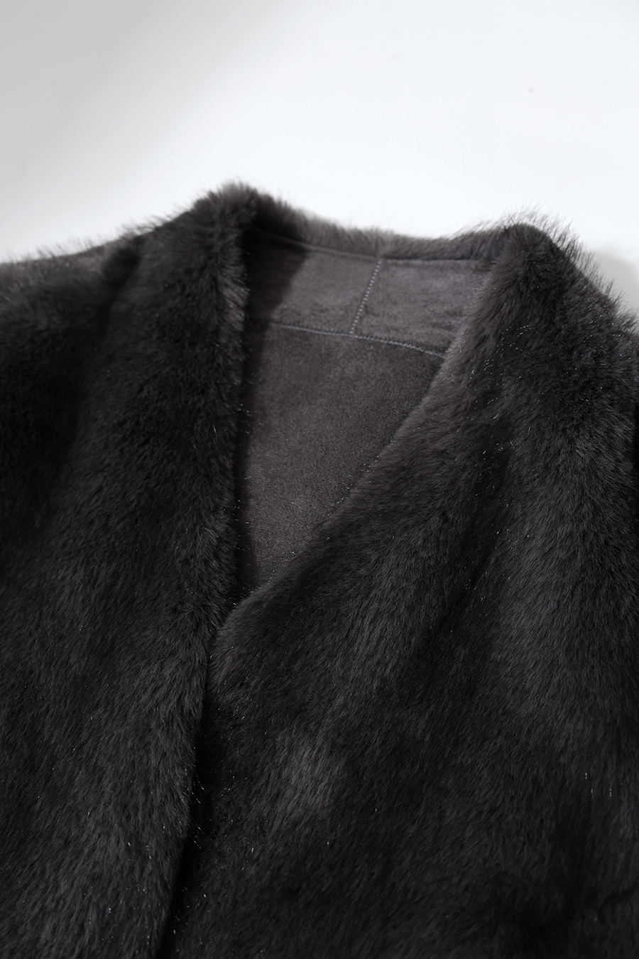 Light Luxury V-Neck Eco Fur Coat|AMII