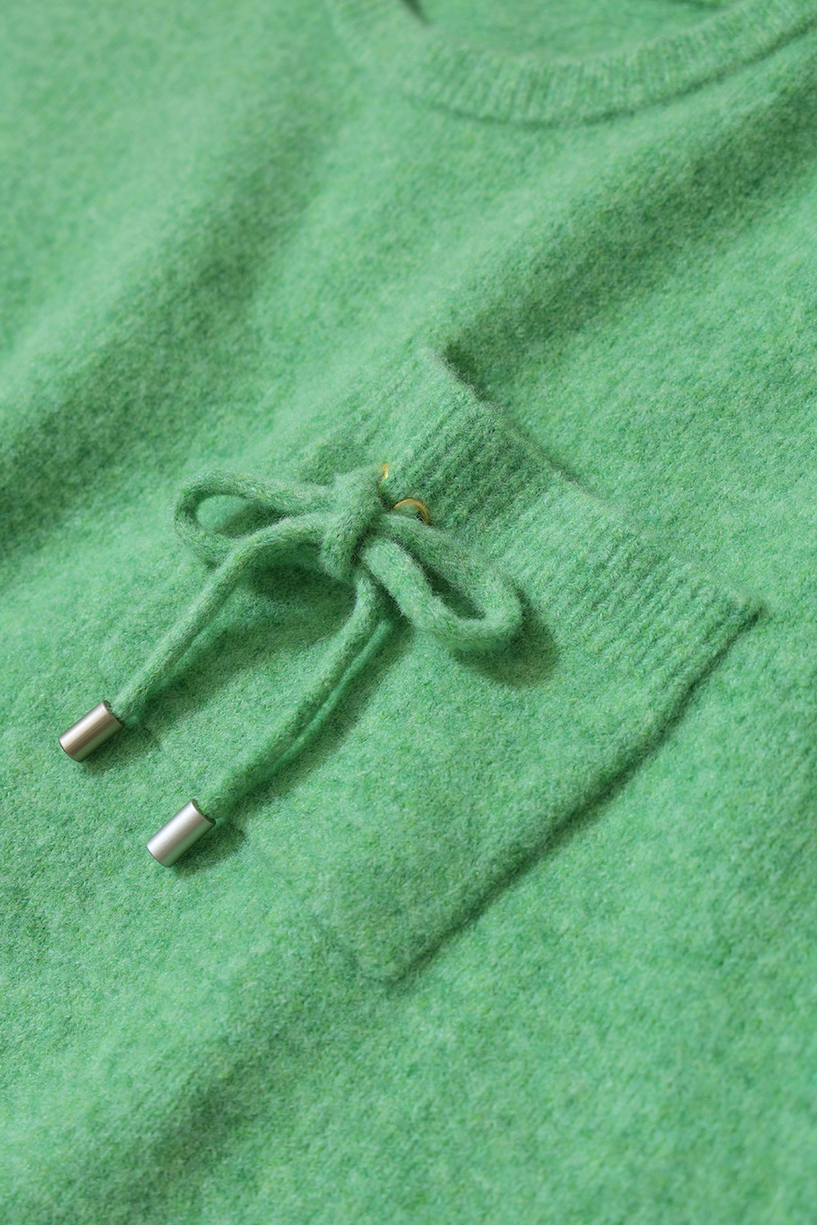 Drawstring Pocket Drop-Shoulder Knit Sweater|AMII