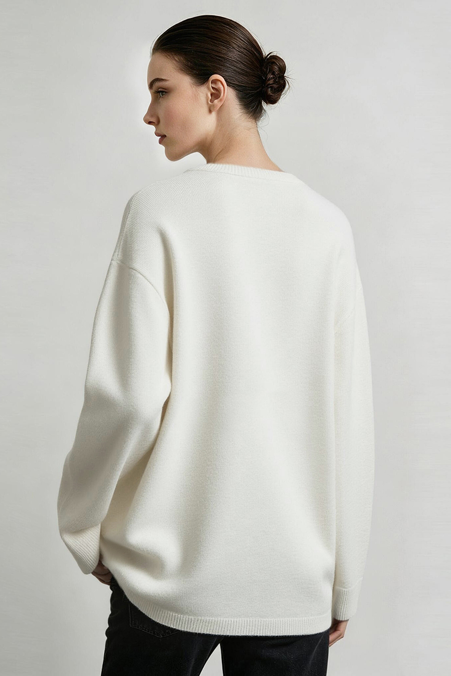 Drawstring Pocket Drop-Shoulder Knit Sweater|AMII