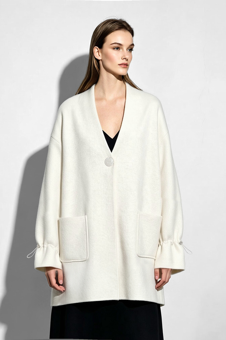 Loose V-Neck Knit Cardigan|AMII