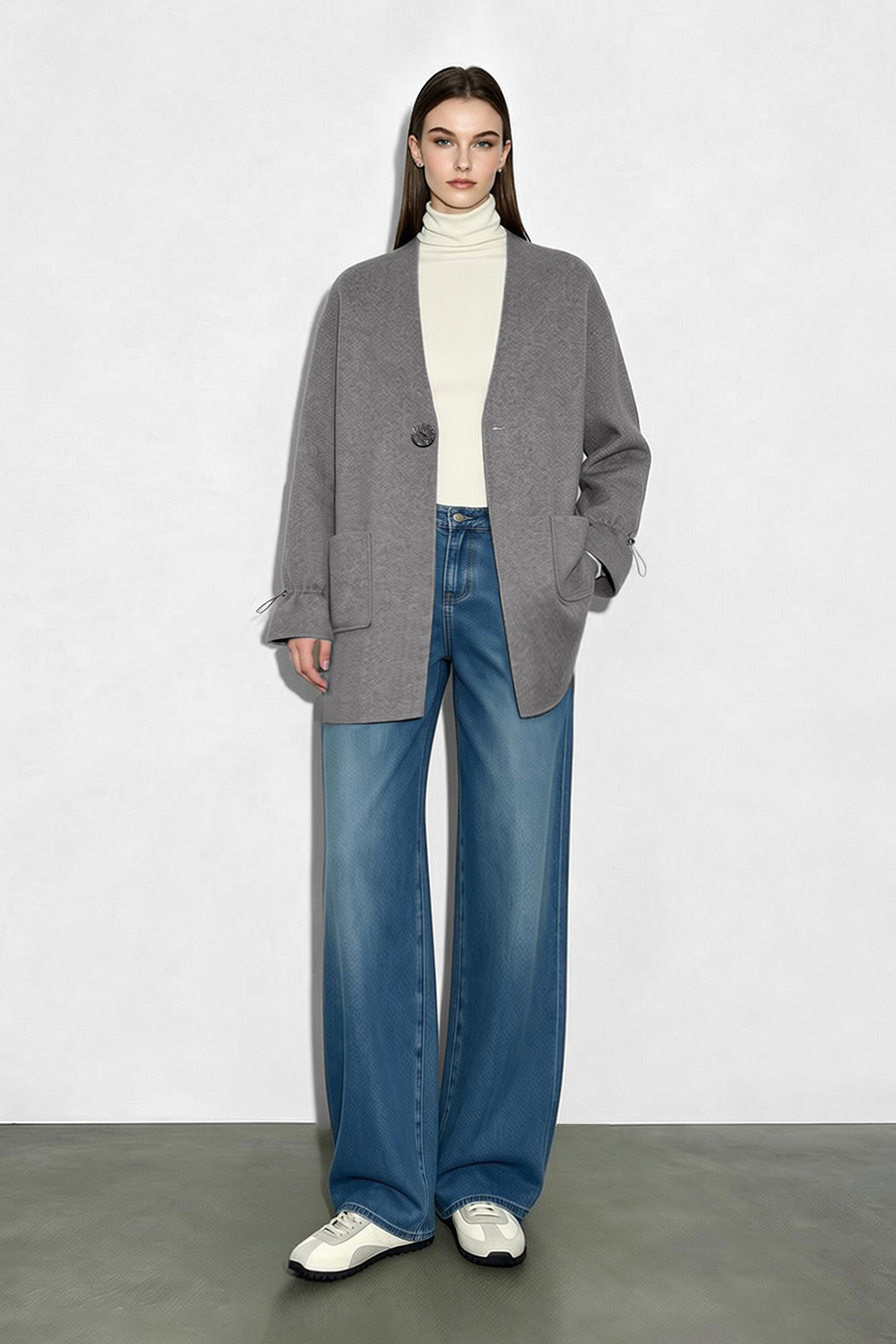 Loose V-Neck Knit Cardigan|AMII