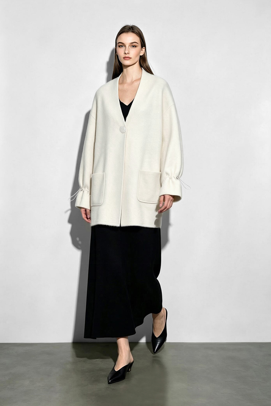 Loose V-Neck Knit Cardigan|AMII