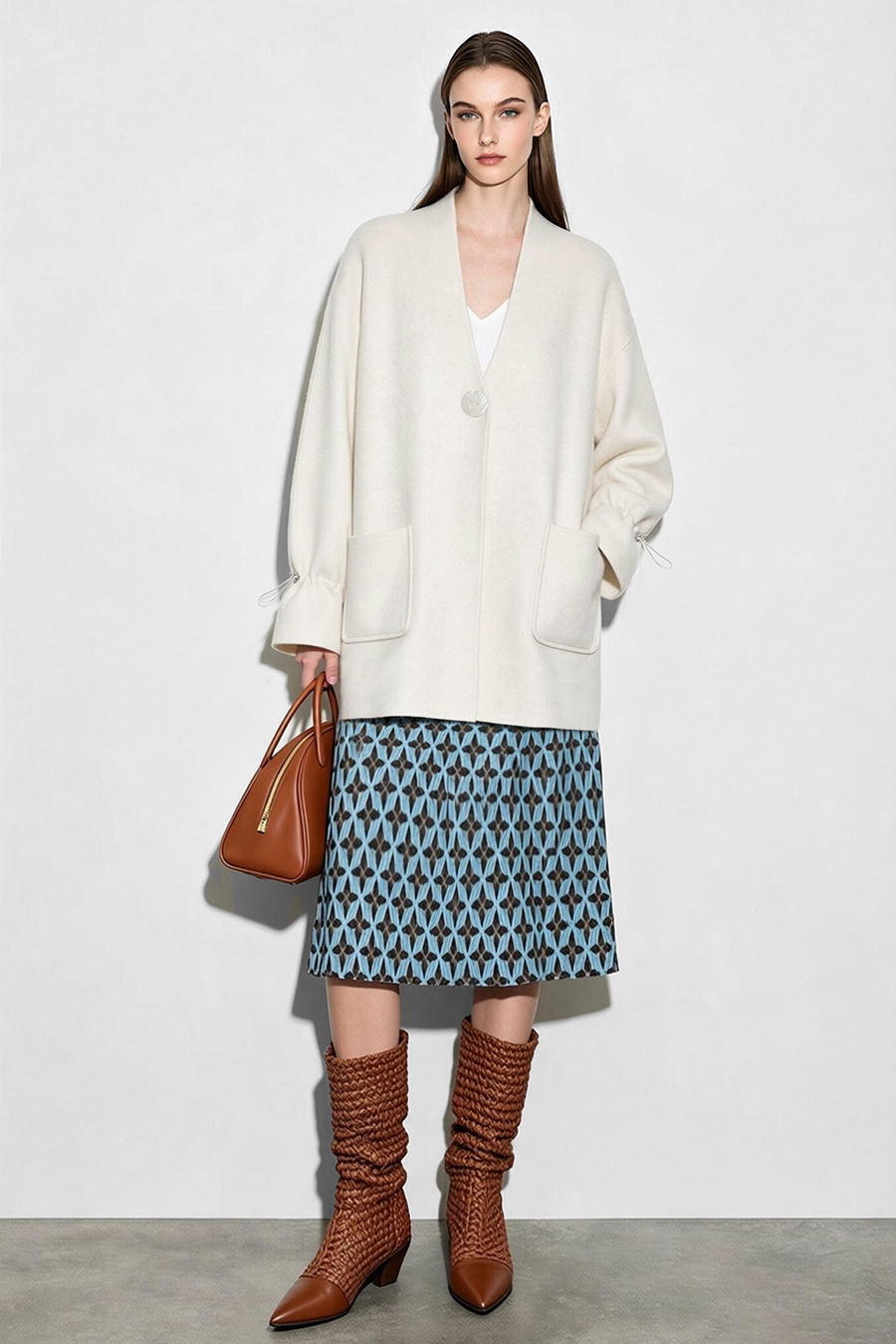 Loose V-Neck Knit Cardigan|AMII