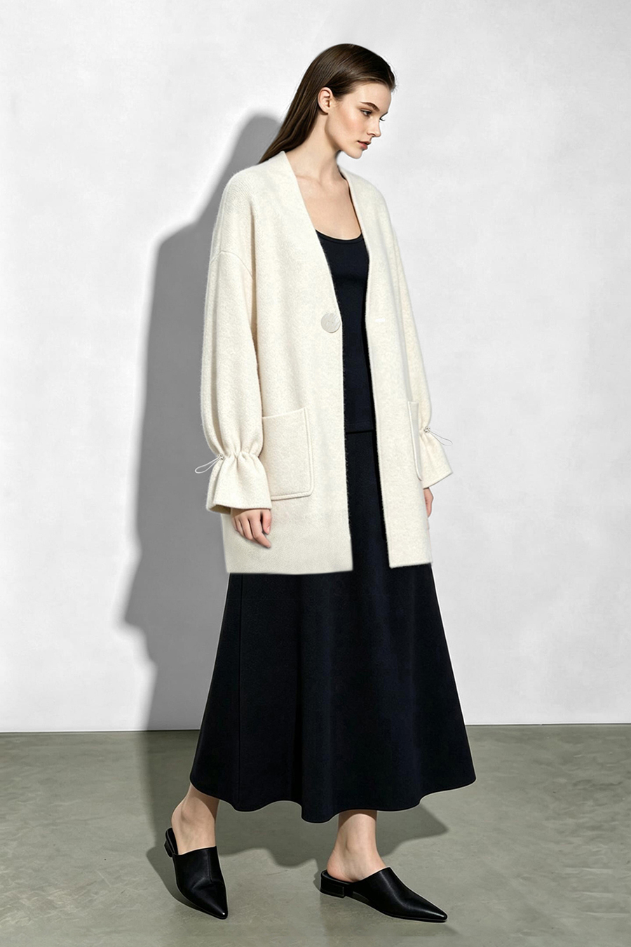 Loose V-Neck Knit Cardigan|AMII