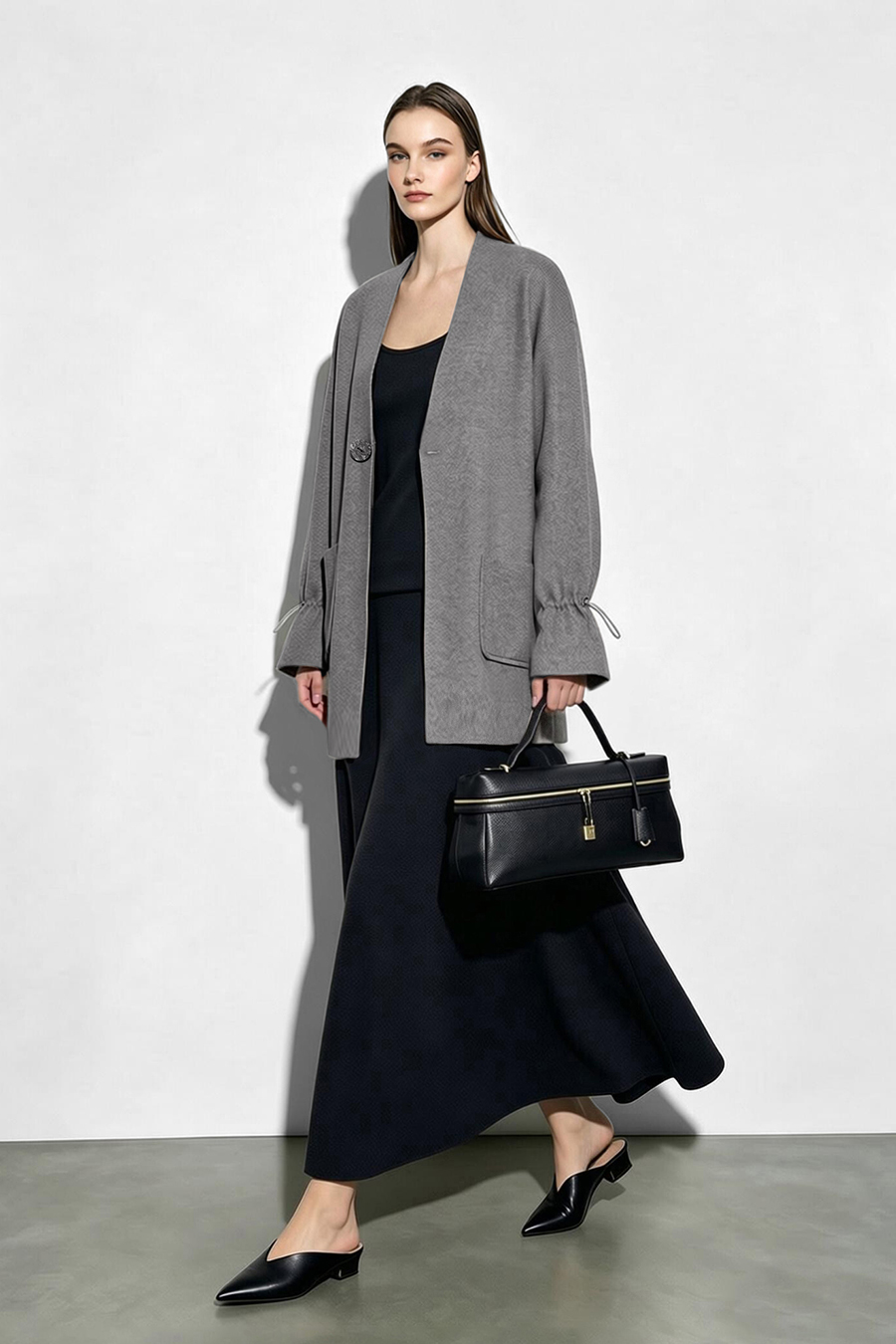Loose V-Neck Knit Cardigan|AMII