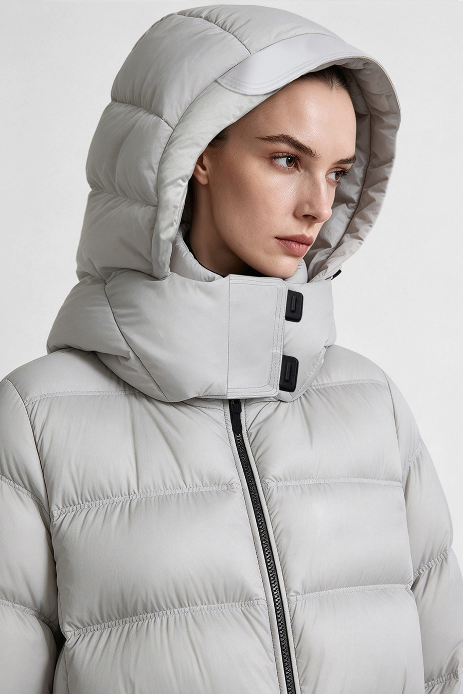Hooded Belted Down Jacket|AMII