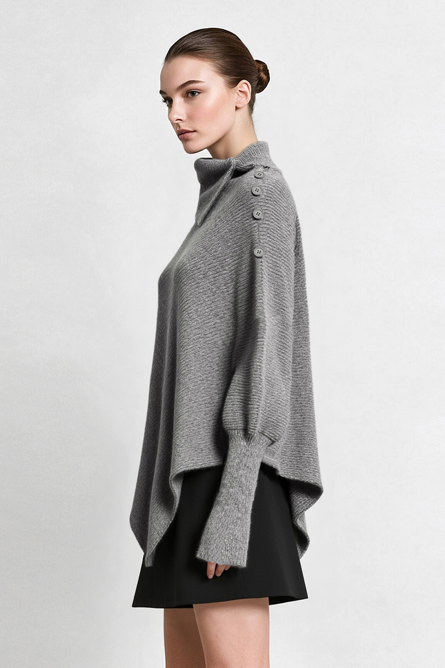 Relaxed Slanted Turtleneck Knit Sweater|AMII