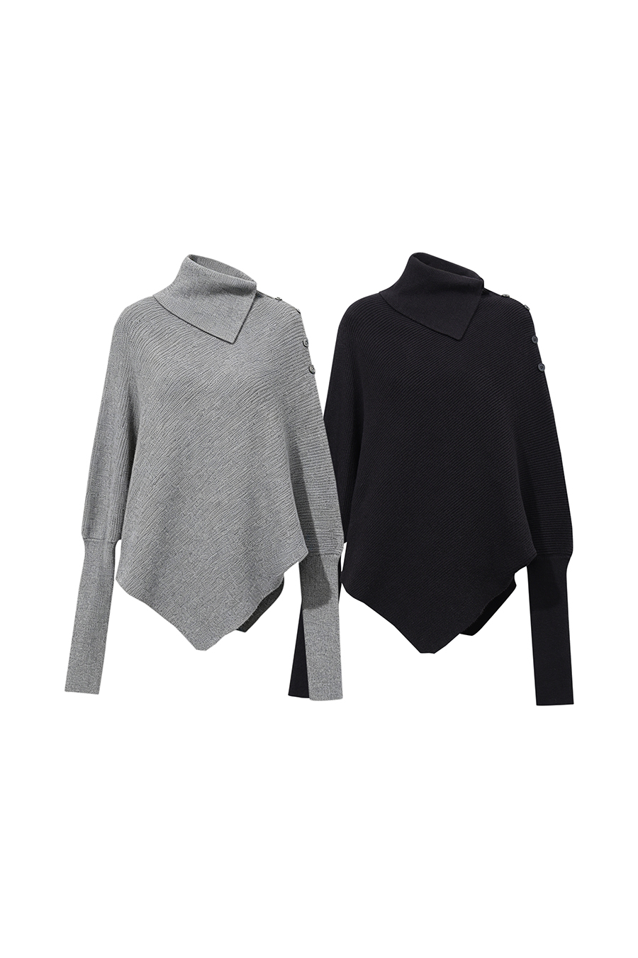 Relaxed Slanted Turtleneck Knit Sweater|AMII