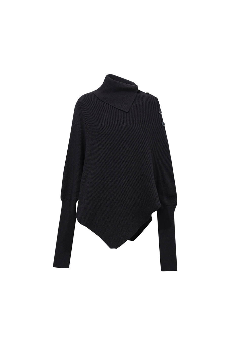 Relaxed Slanted Turtleneck Knit Sweater|AMII