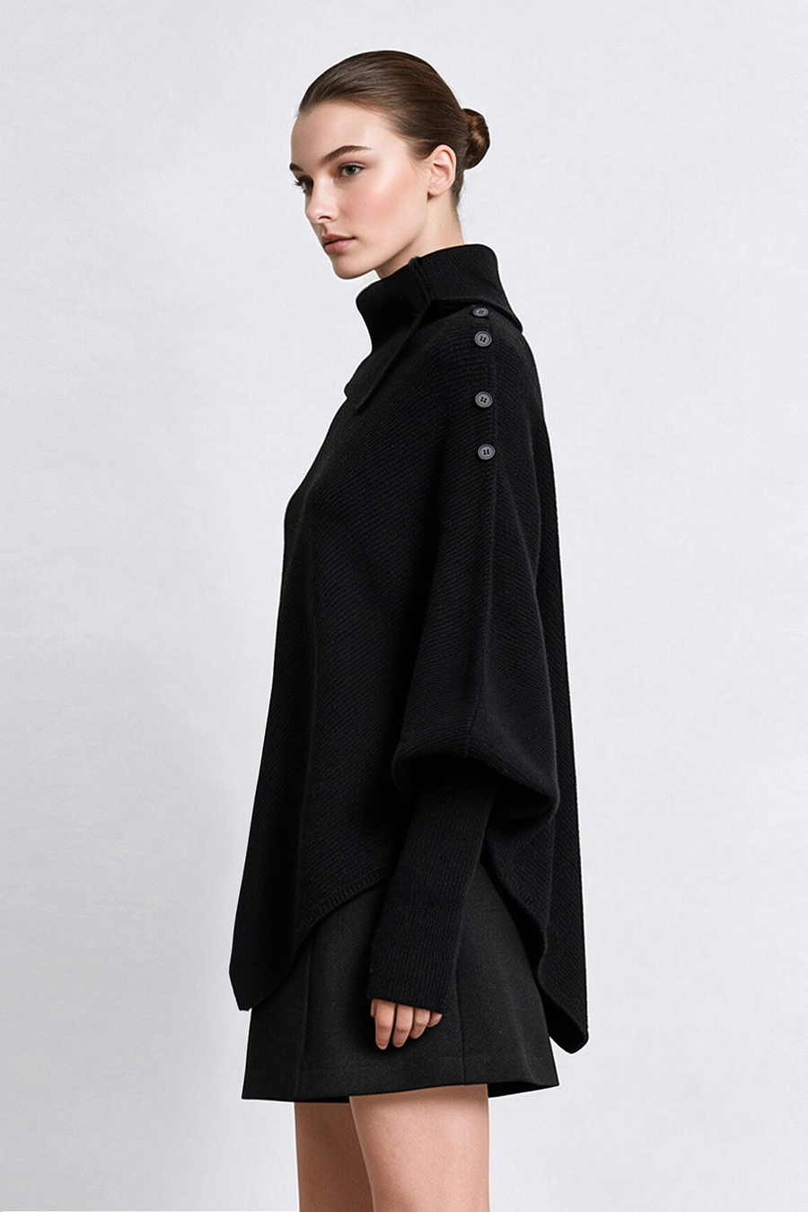 Relaxed Slanted Turtleneck Knit Sweater|AMII