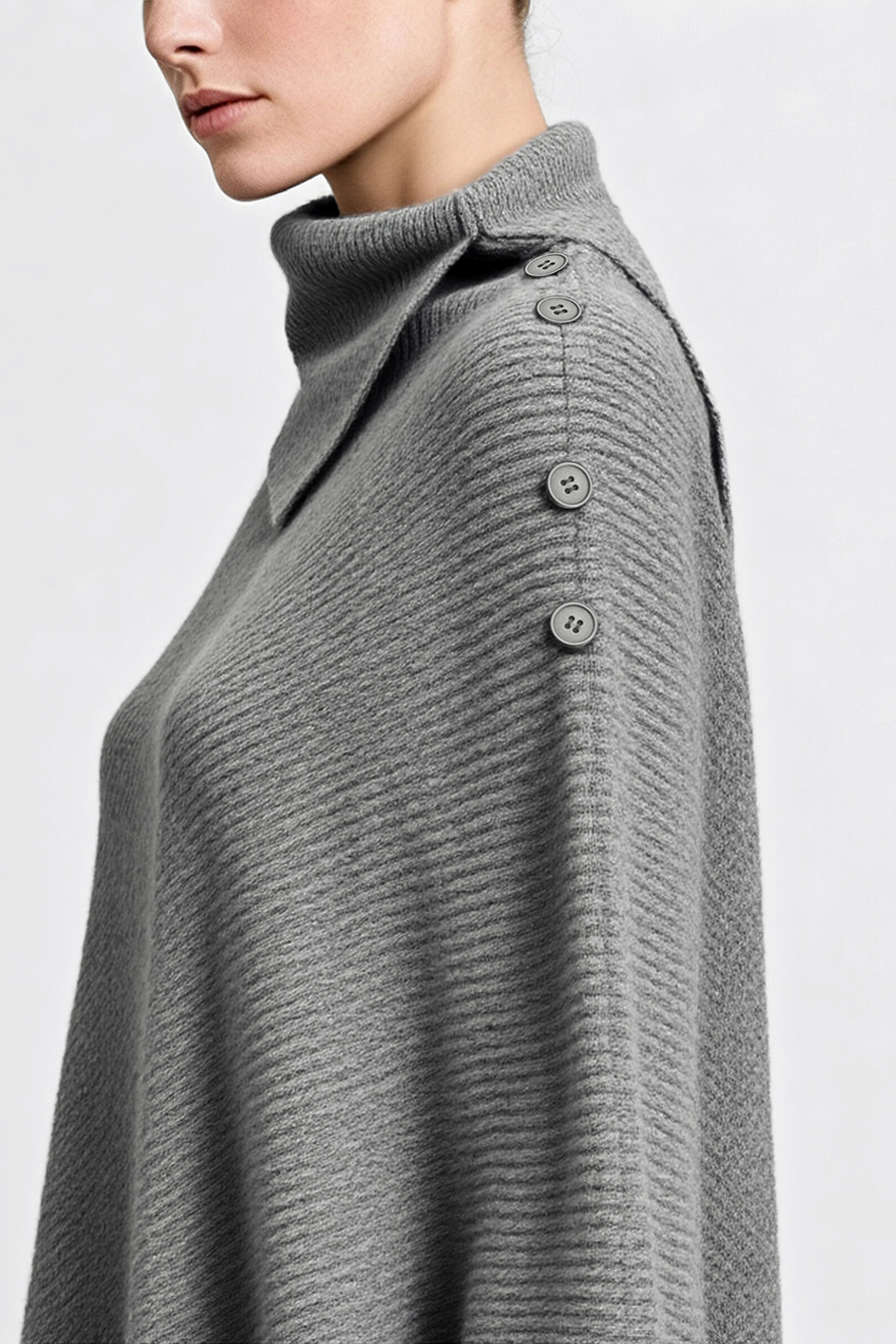 Relaxed Slanted Turtleneck Knit Sweater|AMII