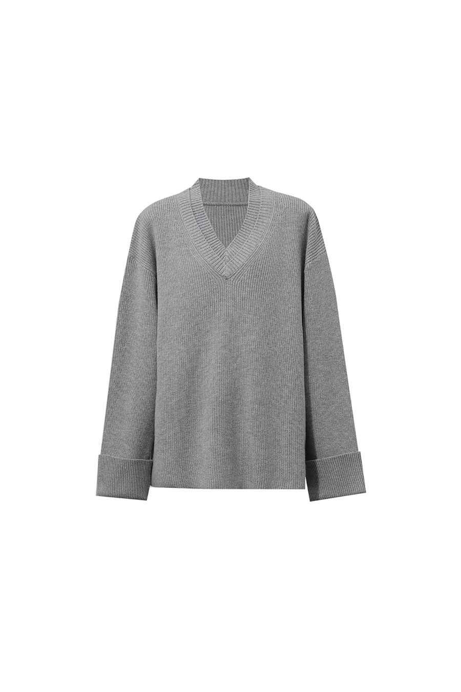 Double-Layer V-Neck Drop-Shoulder Sweater|AMII