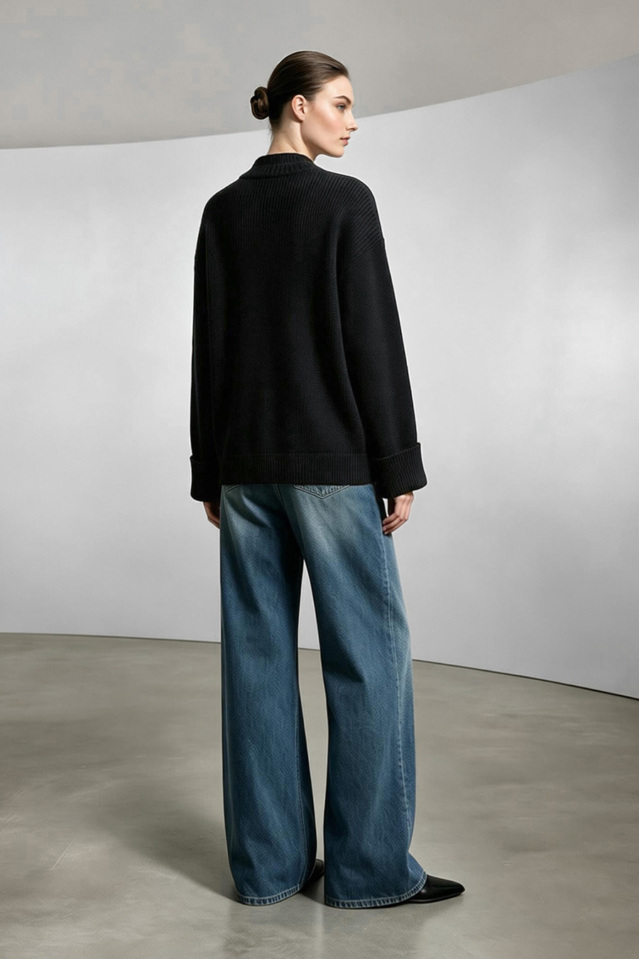 Double-Layer V-Neck Drop-Shoulder Sweater|AMII