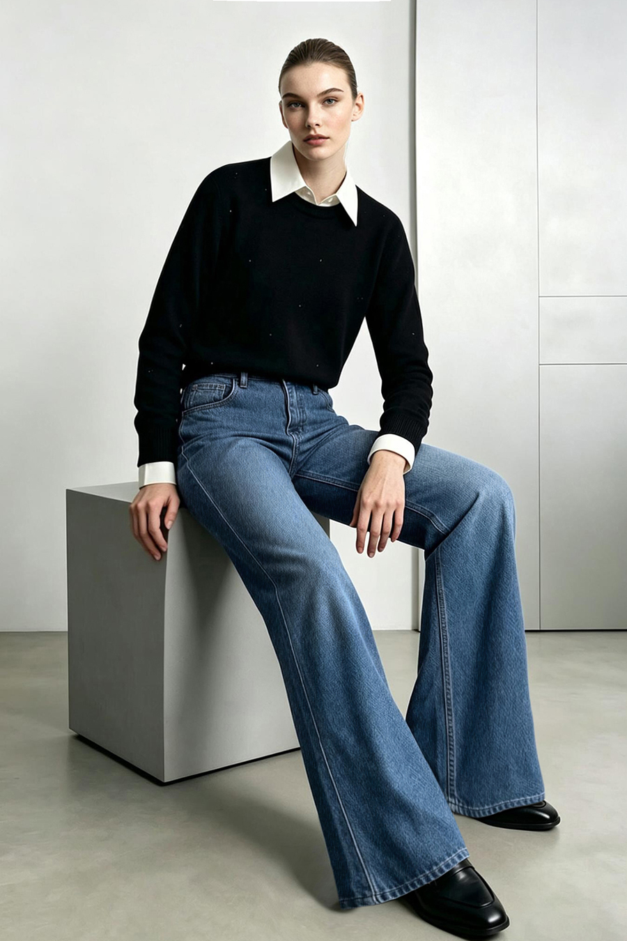 Versatile Wide-Leg Jeans|AMII