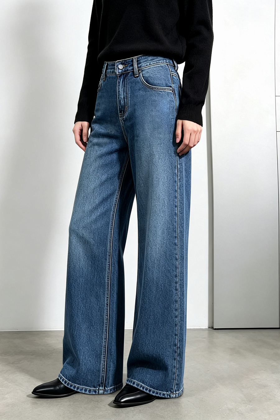 Versatile Wide-Leg Jeans|AMII