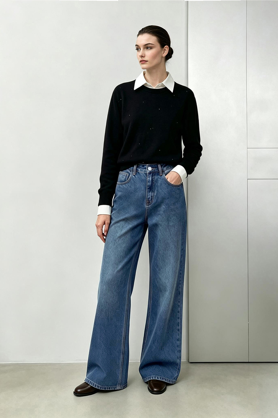 Versatile Wide-Leg Jeans|AMII