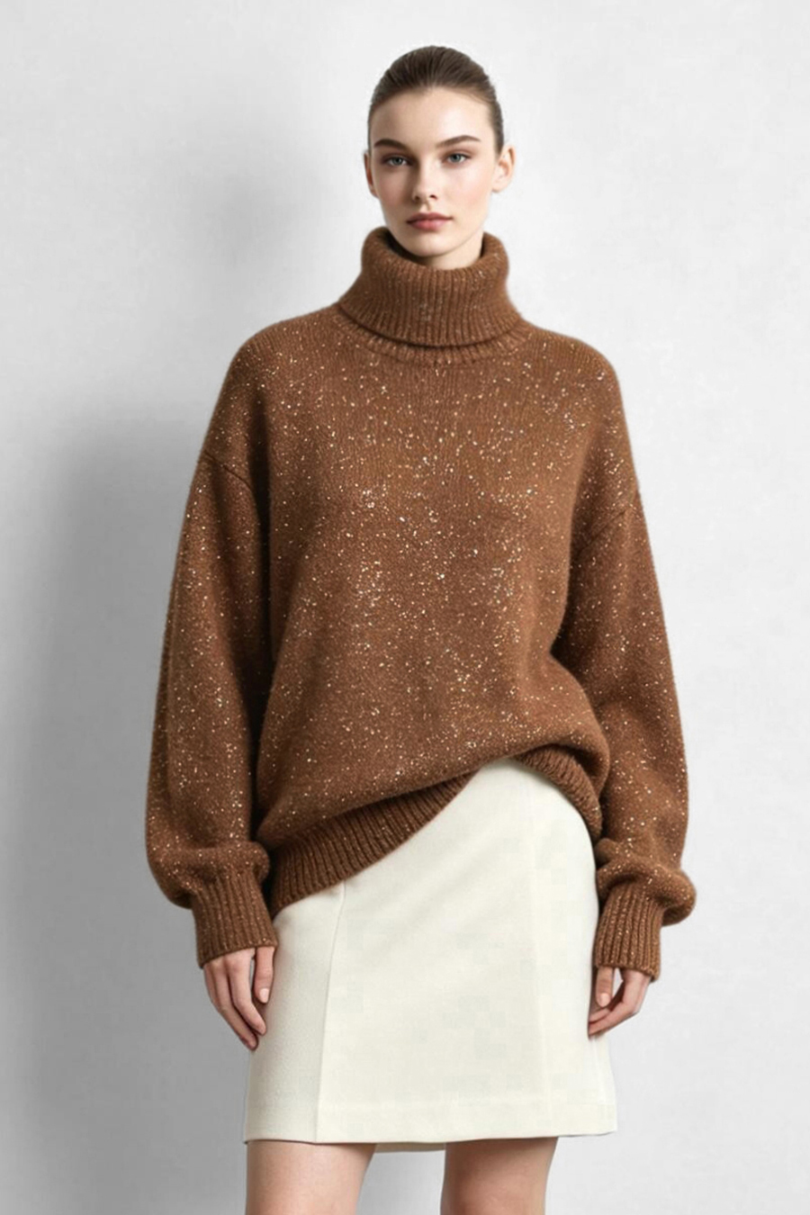 Metallic Sequin Yarn Sweater|AMII